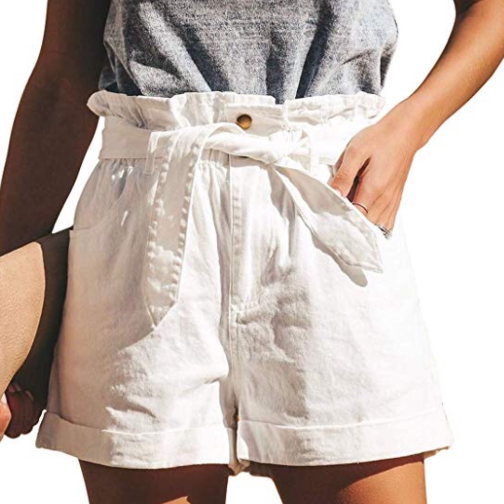 Womens Elastic High Waist Cotton Jean Short